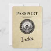 Champagne India Passport Wedding Einladung (Rückseite)