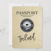 Champagne Ireland Passport Wedding Einladung (Rückseite)