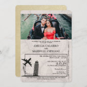 Champagne Italy Passport Wedding Einladung (Vorne/Hinten)