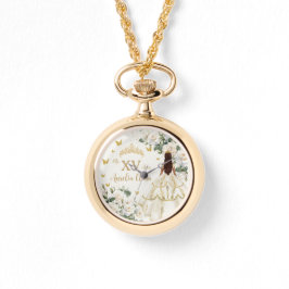 Champagne Ivory Bloral Princess Dress Quinceañera Armbanduhr