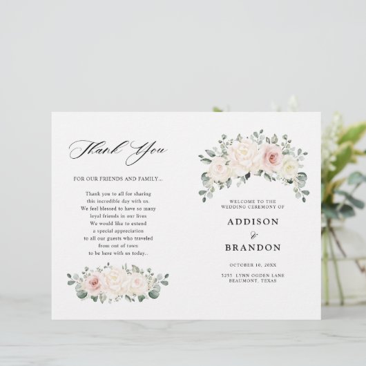 Champagne Ivory Blush Pink Blumengrün Hochzeit (Stehend Vorderseite)