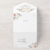Champagne Ivory Blush Pink Blumengrün Hochzeit All In One Einladung (Außenbereich)