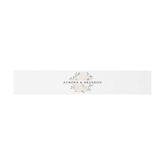 Champagne Ivory Blush Pink Blumengrün Hochzeit Einladungsbanderole (Flach)