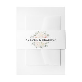 Champagne Ivory Blush Pink Blumengrün Hochzeit Einladungsbanderole