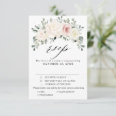 Champagne Ivory Blush Pink Blumengrün Hochzeit RSVP Karte (Stehend Vorderseite)