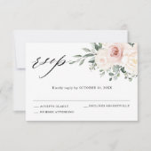 Champagne Ivory Blush Pink Blumengrün Hochzeit RSVP Karte (Vorderseite)