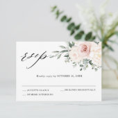 Champagne Ivory Blush Pink Blumengrün Hochzeit RSVP Karte (Stehend Vorderseite)