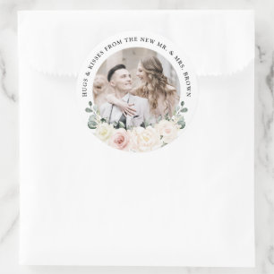 Champagne Ivory Blush Pink Blumengrün Hochzeit Runder Aufkleber