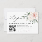 Champagne Ivory Blush Pink Floral Wedding QR Code RSVP Karte (Vorderseite)