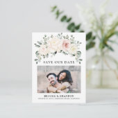 Champagne Ivory Blush Pink Save the Date Postkarte (Stehend Vorderseite)