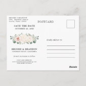 Champagne Ivory Blush Pink Save the Date Postkarte (Rückseite)