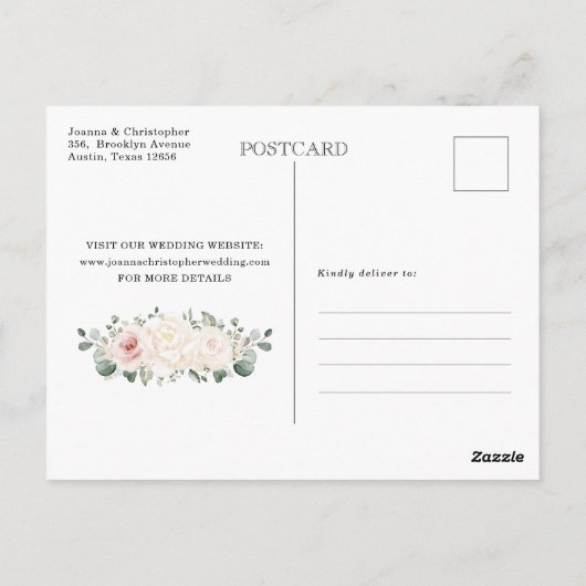 Champagne Ivory Blush Pink Save the Date Postkarte (Rückseite)
