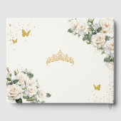 Champagne Ivory Floral Butterflies Quinceañera Gästebuch (Rückseite)