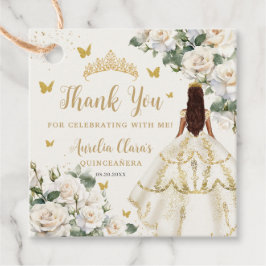 Champagne Ivory Floral Butterflies Quinceañera Geschenkanhänger