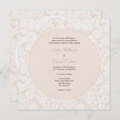 Champagne Ivory Lace Monogram Wedite Einladung (Vorne/Hinten)