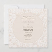 Champagne Ivory Lace Monogram Wedite Einladung (Vorderseite)