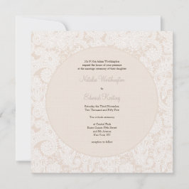 Champagne Ivory Lace Monogram Wedite Einladung