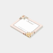 Champagne Ivory Pink Floral Bridesmaid Post-it Klebezettel (angewinkelt)