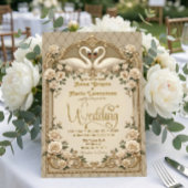 Champagne Ivory Quilted Faux Gold Ornate Wedding  Einladung