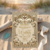 Champagne Ivory Quilted Faux Gold Ornate Wedding  Einladung