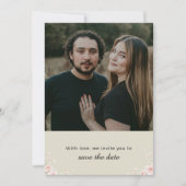 Champagne Ivory Whispered Petals Minimalist photo Save The Date (Vorderseite)