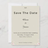 Champagne Ivory Whispered Petals Minimalist Script Save The Date (Vorderseite)