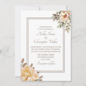 Champagne Ivory White Floral Wedding Einladung (Vorderseite)