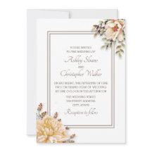 Champagne Ivory White Floral Wedding Einladung
