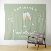 Champagne Junggeselinnen-Abschied Backdrop Boho Fl Wandteppich (Beispiel (Horizontal))