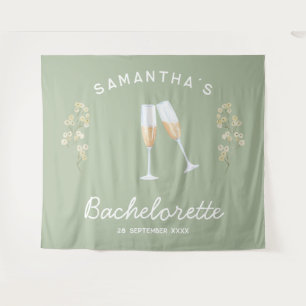 Champagne Junggeselinnen-Abschied Backdrop Boho Fl Wandteppich