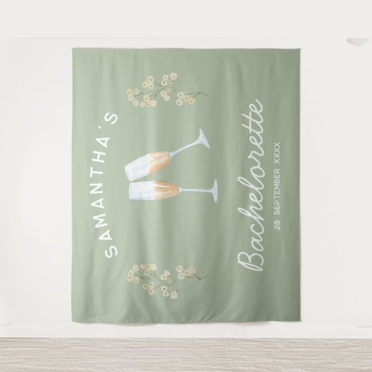 Champagne Junggeselinnen-Abschied Backdrop Boho Fl Wandteppich (Vorderseite)