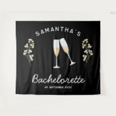 Champagne Junggeselinnen-Abschied Backdrop Boho Fl Wandteppich (Vorderseite (Horizontal))