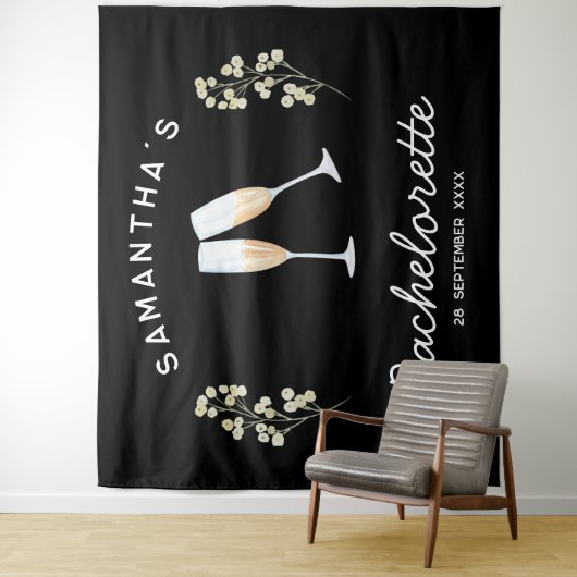 Champagne Junggeselinnen-Abschied Backdrop Boho Fl Wandteppich (Beispiel)