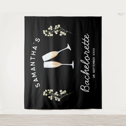 Champagne Junggeselinnen-Abschied Backdrop Boho Fl Wandteppich (Vorderseite)