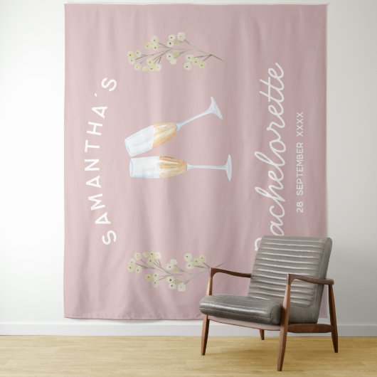 Champagne Junggeselinnen-Abschied Backdrop Boho Fl Wandteppich (Beispiel)