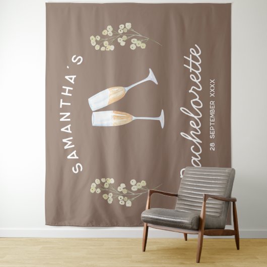 Champagne Junggeselinnen-Abschied Backdrop Boho Fl Wandteppich (Beispiel)
