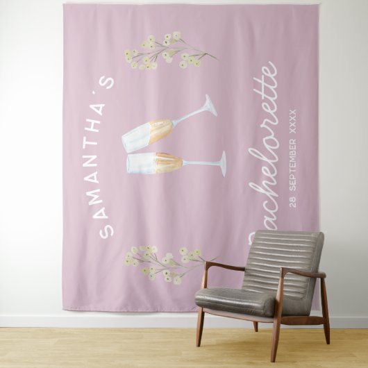 Champagne Junggeselinnen-Abschied Backdrop Boho Fl Wandteppich (Beispiel)