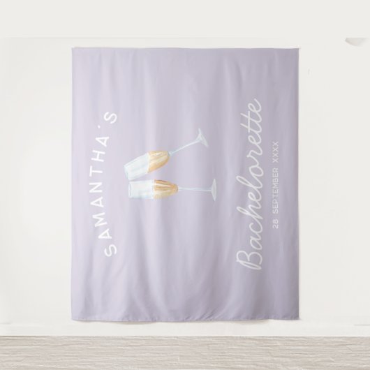 Champagne Junggeselinnen-Abschied Hintergrund Boho Wandteppich (Vorderseite)