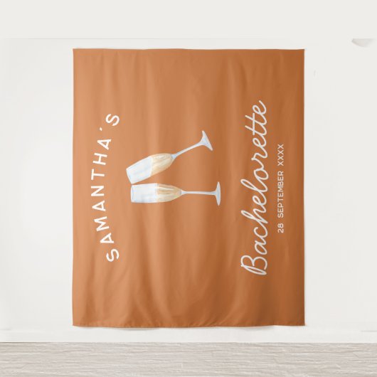 Champagne Junggeselinnen-Abschied Hintergrund Boho Wandteppich (Vorderseite)