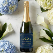 Champagne Label Chic Navy Gold 80th Birthday Schaumweinetikett