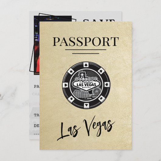Champagne Las Vegas Passport Save the Date (Vorne/Hinten)
