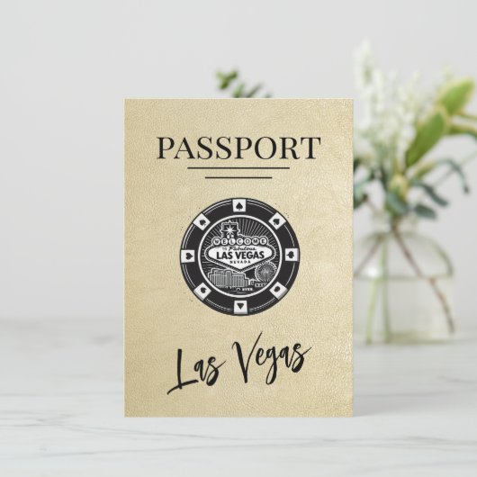 Champagne Las Vegas Passport Save the Date (Stehend Vorderseite)