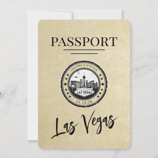 Champagne Las Vegas Passport Wedding Einladung (Rückseite)