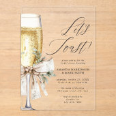 Champagne Let's Toast Winter Bridal Shower Acryleinladungen (Vorderseite)
