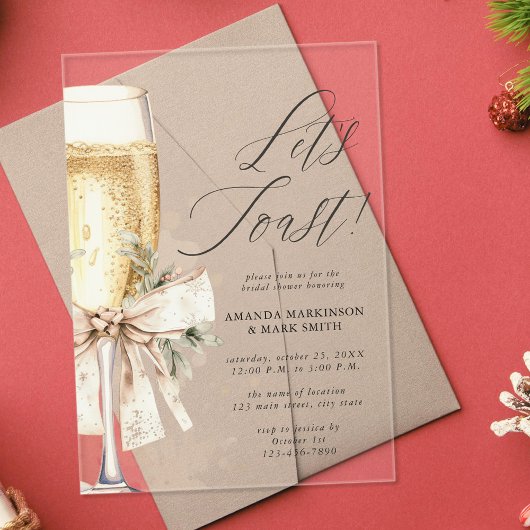 Champagne Let's Toast Winter Bridal Shower Acryleinladungen