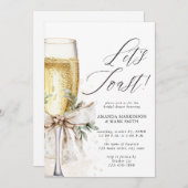 Champagne Let's Toast Winter Bridal Shower Einladung (Vorne/Hinten)