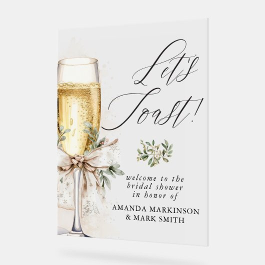 Champagne Let's Toast Winter Bridal Shower Welcome Acrylschild (Winkel)