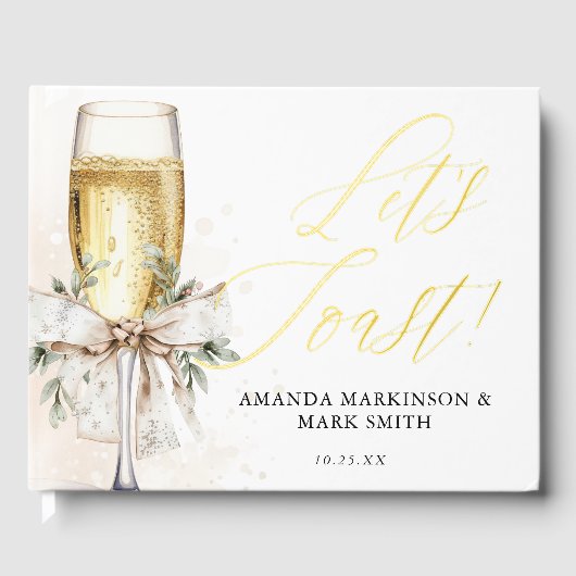 Champagne Let's Toast Winter Engagement Gästebuch (Vorderseite)