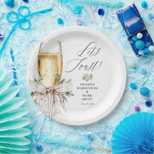 Champagne Let's Toast Winter Engagement Pappteller (Party)