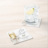 Champagne Let's Toast Winter Engagement Rechteckiger Pappuntersetzer (Vor Ort)